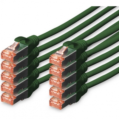 Digitus 10x Cable de Red Cat6 S/FTP S-STP 0.25 m Verde
