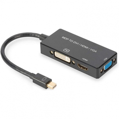 Digitus Adaptador Mini Displayport a HDMI/DVI-D/VGA Negro