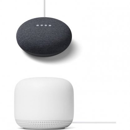 Google Pack Nest Wifi Punto Blanco + Nest Mini Altavoz Inteligente y Asistente Carbn