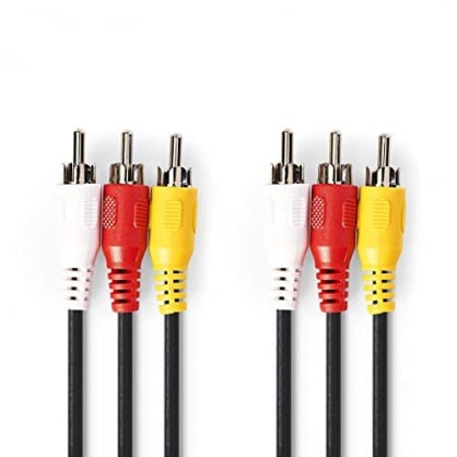 KnnX 28131 | Cable Premium de Audio y Vdeo Compuesto estreo | Longitud: 1 Metro | 3 x Phono RCA Macho a Macho | Triple Conector componente Rojo, Blanco y Amarillo
