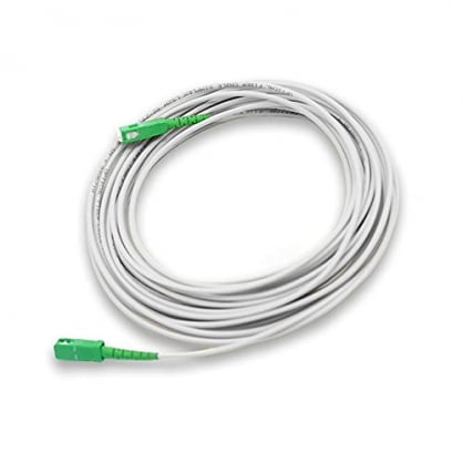 PRENDELUZ Cable Fibra PTICA Universal - Color Blanco SC/APC a SC/APC monomodo simplex 9/125, Compatible con Orange, Movistar, Vodafone, Jazztel. (20 Metros)