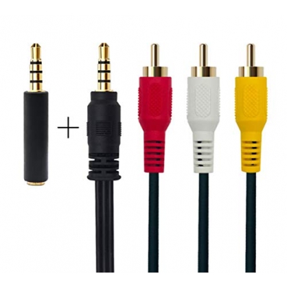 QiCheng&LYS 3,5 mm a 3 RCA AV Cable de vdeo videocmara para MP3/PC 3,5 mm a 3 RCA Macho a RCA estreo Macho de Audio y vdeo Aux Cable 1,5m