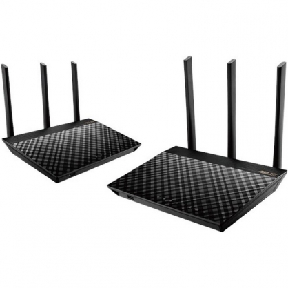 Asus RT-AC66U AiMesh AC1750 Pack 2 Gigabit Dual Band WiFi Routers Black