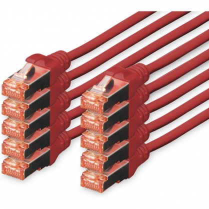 Digitus 10x Network Cable Cat6 S / FTP S-STP 0.25 m Red