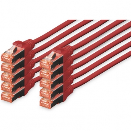 Digitus Network Cable S-FTP Cat. 6 LSZH 0.5m Red 10 Units