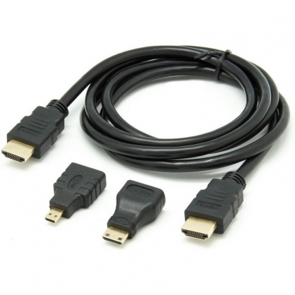 Cable HDMI 1.5M + Adaptadores Micro/Mini HDMI