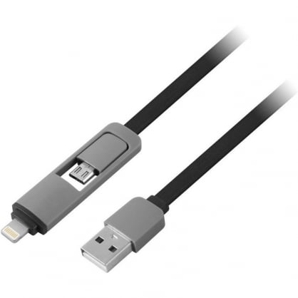 1Life pa:2in1 flat Clable USB/MicroUSB a Lightning 1m