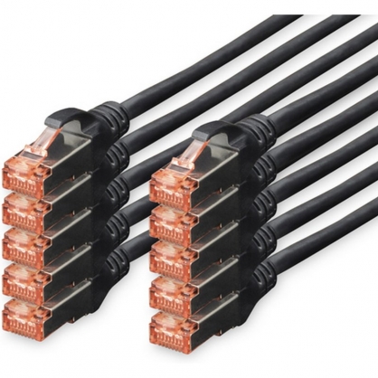 Digitus 10x Network Cable Cat6 S / FTP S-STP 0.25 m Black