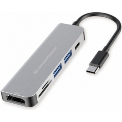 Conceptronic DONN Adaptador Hub USB-C a HDMI/USB-C/USB 3.0/SD/MicroSD