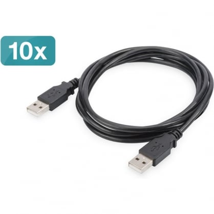 Digitus Cable USB-A 2.0 Macho/Macho 1.8m 10 Unidades Negro