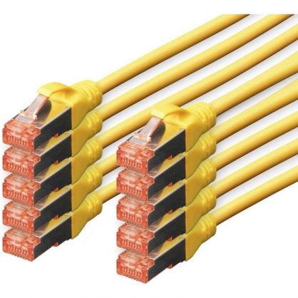Digitus 10x Network Cable Cat6 S / FTP S-STP 0.25 m Yellow