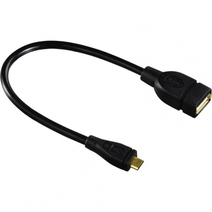 Hama Cable OTG Micro USB B a USB A Macho/Hembra 15cm Negro