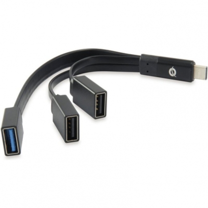 Conceptronic Hub USB-C a USB 3.0 + 2 USB OTG Negro