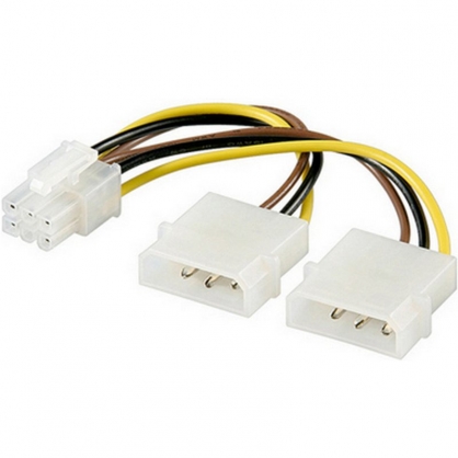 Cable Molex 4 pines x 2 a Conector PCI Express 6 pines 15cm
