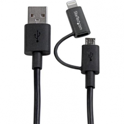Startech Cable Adaptador Apple Lightning o Micro USB a USB 1m Negro