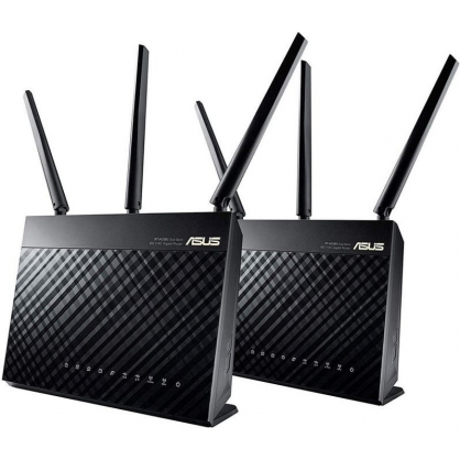 Asus RT-AC68U AiMesh AC1900 Pack 2 Dual Band Gigabit WiFi Routers Black