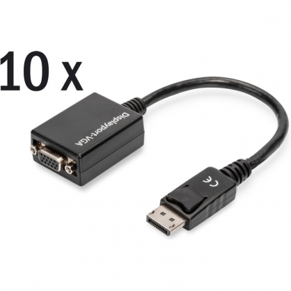 Digitus Pack 10 DisplayPort to VGA Adapters 15cm