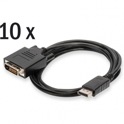 Digitus Pack 10 DisplayPort to DVI Adapter Cables (24 + 1) Male / Male 2m