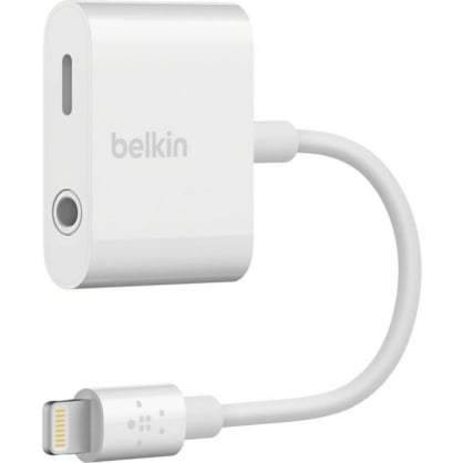 Belkin Adaptador de Audio RockStar 3.5mm + Carga Lightning  Blanco