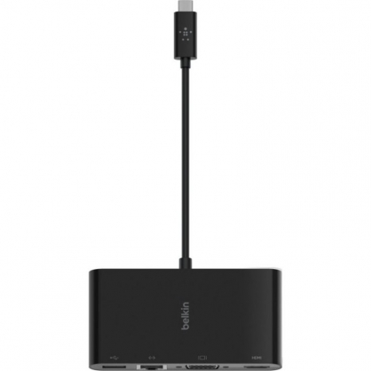 Belkin USB-C Adaptador Multimedia  VGA/HDMI/USB 3.0 y Ethernet Negro