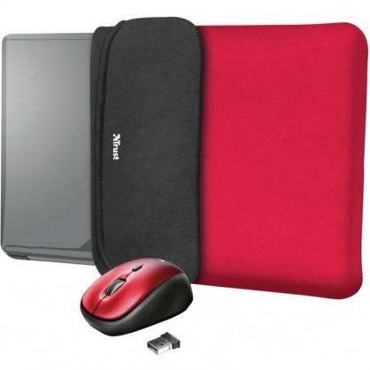 Trust Yvo Reversible Laptop Sleeve 15.6 & quot; + Red Wireless Mouse