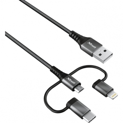 Trust Keyla 3 en 1 Cable USB 2.0 Macho a USB-C/Micro-USB/Lightning Macho