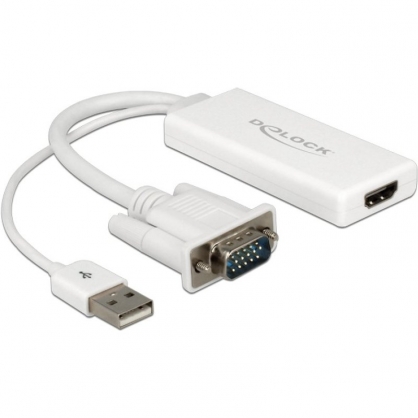 Delock Adaptador VGA a HDMI con Audio Blanco