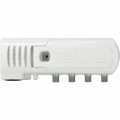 Televes Amplificador Antena TV 3 Salidas Conectores F 20dB Blanco
