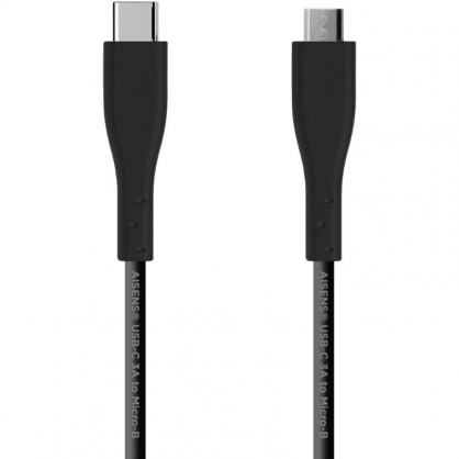 Aisens Cable USB 2.0 3A Tipo C Macho a Micro B Macho 1m Negro