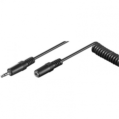 Goobay Cable de Audio Estéreo en Espiral Jack 3.5 Macho/Hembra 1m Negro