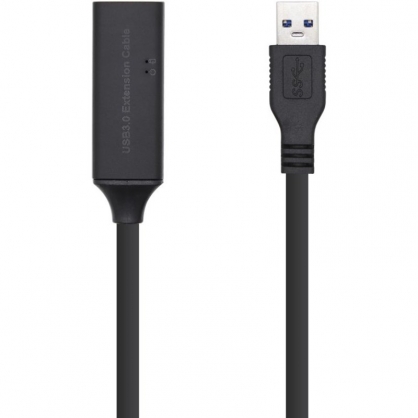 Aisens Cable Alargador USB 3.0 Tipo A Macho/Hembra con Amplificador 5m Negro