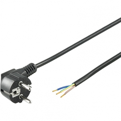 Goobay Cable de Alimentacin Elctrico CEE7 Macho a Bornes 5m Negro