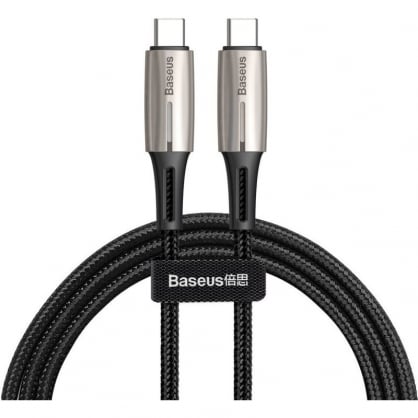 Baseus Water Drop-Shaped Lamp Cable USB Tipo-C a Tipo-C QC 3.0 PD 2.0 60W 1m Negro