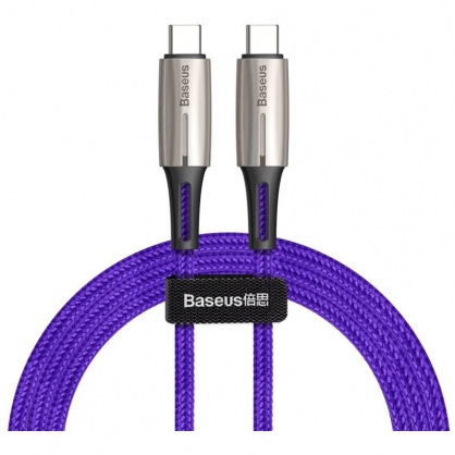 Baseus Water Drop-Shaped Lamp Cable USB Tipo-C a Tipo-C QC 3.0 PD 2.0 60W 1m Morado