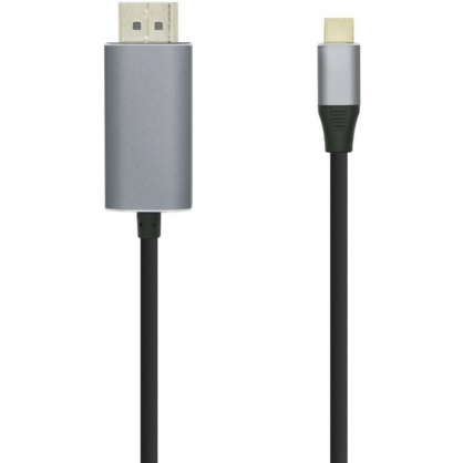 Aisens Cable USB-C a DisplayPort Macho/Macho 0.8m Plateado/Negro