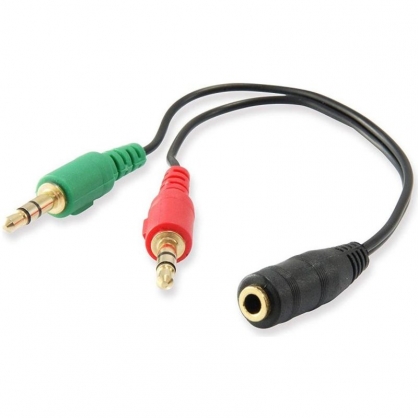 Ewent Cable Adaptador Audio Jack 3.5H a 2x Jack 3.5M de 3 Pines 15cm Negro