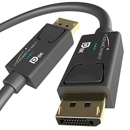 KabelDirekt - 2m - Cable DisplayPort, DP 1.4, Certificado VESA (8K@60Hz, 144Hz, HDR10 - Ideal para monitores Gaming, Freesync/G-Sync, Probado Oficialmente de Acuerdo con Las directrices VESA, Negro)