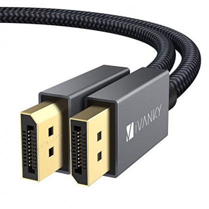 iVANKY Cable DisplayPort 2m, 4K@60Hz, 2K@144Hz, 2K@165Hz, Nylon Trenzado, Cable Displayport a Displayport (Cable DP) de Alta Velocidad 21.6Gbps Compatible con 3D, Gaming, Monitor de 144Hz - Gris