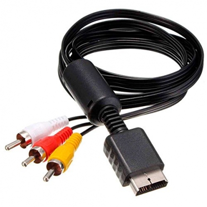 OcioDual Cable AV TV Audio Video Compuesto 3 RCA Negro para PS3 PS2 PS1 PSX