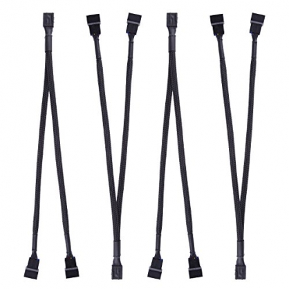 4 Paquetes de Cable Separador de Ventilador PWM en Forma de Y Cable de Alimentacin de Ventilador PC Convertidor de 1 a 2, Trenzado Negro