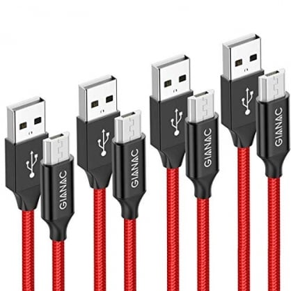 GIANAC Cable Micro USB, [4pack 0.5m+1m+2m+3m] Trenzado de Nylon Cable Carga Rápida y Sincronizació Compatible con Android, Galaxy S6 S7 J5 J7, Kindle, Sony, Nexus