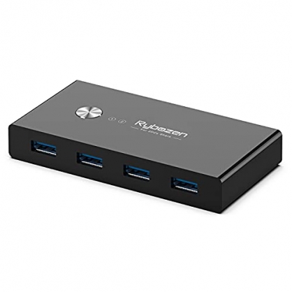 Rybozen 4 Puertos USB 3.0 Switch, USB KVM Conmutador 2 Entradas y 4 Salidas con 2 Cable USB para Compartir Teclado, Ratn, Disco Duro, Impresoras, Escneres