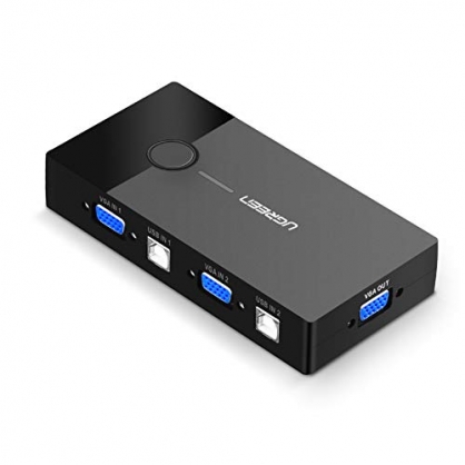 UGREEN Switch KVM USB VGA, 2 Entradas y 1 Salida VGA Switch 1080P, Conmutador Switch para Dos Pcs Compartir Teclado y Ratn, Memoria USB, Monitor, Impresora, Escner, Webcam, 2*1.5m Cable USB Incluido