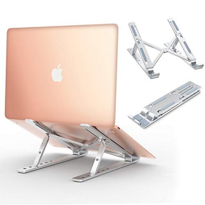 Babacom Soporte Portatil, Aleacin de Aluminio Ventilado Refrigeracin Soporte Ordenador Porttil Plegable, Adjustable Laptop Stand Soporte Mesa Compatible con Macbook HP PC y Otro 10-15.6' Portatile