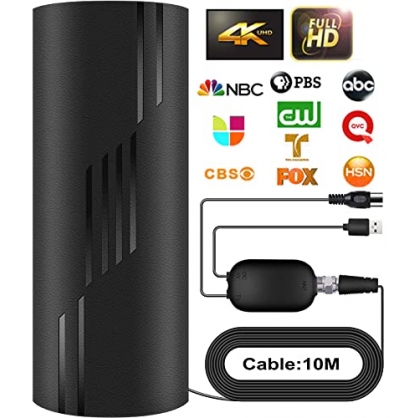 2021 Ms Nuevo Desmontable Antena de TV Interior Exterior,380KM Antena de TV Digital con Amplificador Smart de Seal per DVB-T/DVB-T2,Antena de TV para 1080P 4K Canales Gratuitos Cable de 10M
