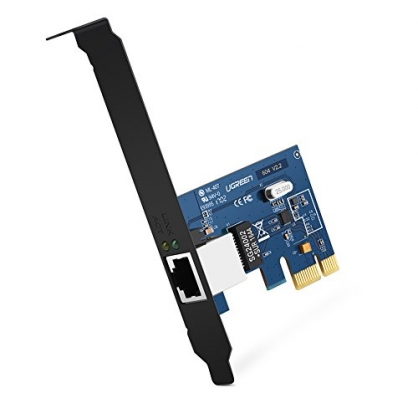 UGREEN Tarjeta de Red Gigabit Ethernet PCI Express 10/100/1000 Mbps con Puerto Gigabit Ethernet RJ45 y Perfil Doble, Adaptador de Red Gigabit PCIe Compatible con Windows 10/8/ 7/ Vista/XP