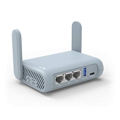 GL.iNet GL-MT1300 (Beryl) VPN Secure Travel Gigabit Wireless Router, AC1300 400Mbps (2.4GHz) + 867Mbps(5GHz) Wi-Fi, Pocket-Sized Hotspot, IPv6, Tor, MicroSD Slot, USB3.0 for Wi-Fi Repeater