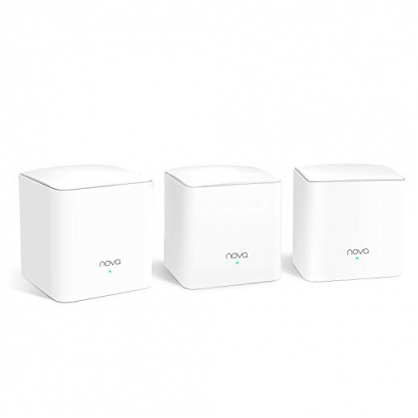 Tenda Nova MW5G Mejor Sistema WiFi Mesh, Gigabit Router ( AC1200 Doble Banda Cobertura hasta 300m, 2 * 1000Mbps Puertos, Hasta 80 Dispositivos, Compatible con Alexa, Control Parental, Blanco, 3 Hubs)