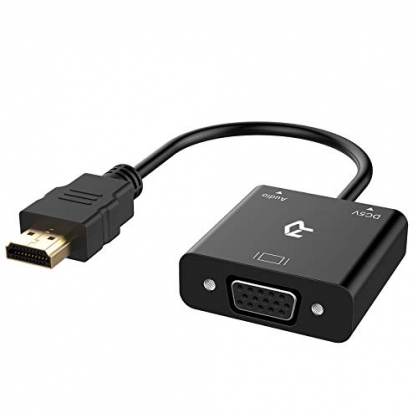 Rankie - Adaptador HDMI a VGA con Puerto de Audio de 3,5 mm, Color Negro